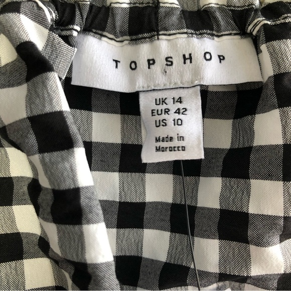 Topshop black and white gingham flute sleeve cropped top size - Picture 3 of 13